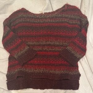 Free People Burgundy and Brown Knit Sweater